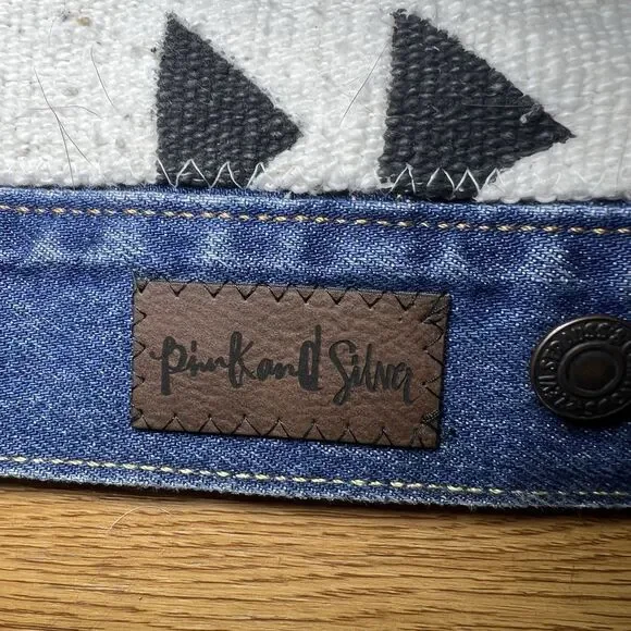 Pink & Silver Fashion Boho-Chic One Of A Kind Levi's Hand Beaded M Denim Jacket - Picture 9 of 16